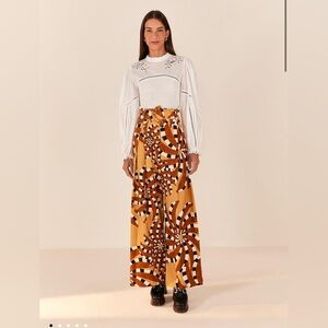 Farm Rio Beige Bananada Tailored Pants